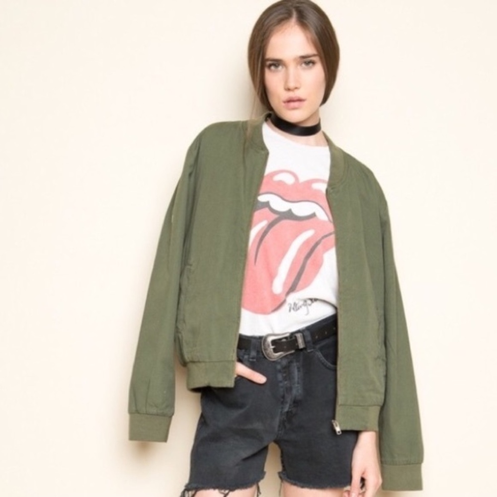 Brandy Melville olive green bomber jacket